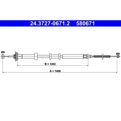 Bilde av ATE 24.3727 0671.2 Bremsekabel 1450 FIAT: 500 Hatchback, C Cabrio