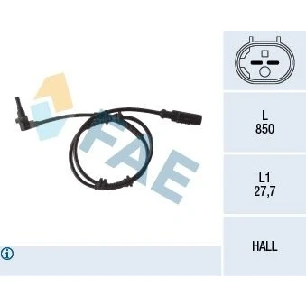 Bilde av FAE 78112 ABS Sensor framaksel Hall prinsipp 2 850 OPEL: Corsa D Hatchback, E FIAT: Grande Punto Hatchback