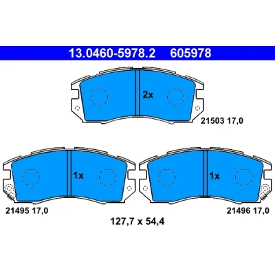 Bilde av ATE 13.0460 5978.2 Bremseklosser med akustisk slitasjevarsel SUBARU: Impreza I Sedan, Stasjonsvogn, Legacy 2