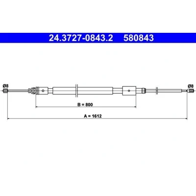 Bilde av ATE 24.3727 0843.2 Bremsekabel 1612