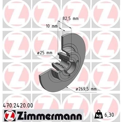 Bilde av ZIMMERMANN 470.2420.00 Bremseskiver 270 10 4/4 4 100 fullt ut med hjullager, ABS senorring RENAULT: MEGANE 2 Kombi, SCENIC 2, GRAND