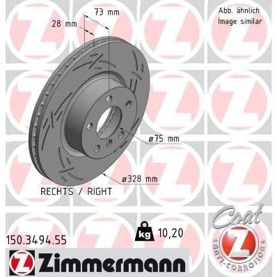 Bilde av ZIMMERMANN 150.3494.55 Bremseskiver 328 28 6/5 5 120 innvendig ventilert, med sliss belagt høy karbon BMW: X3, X4