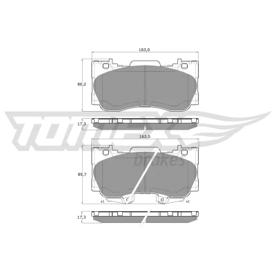 Bilde av TOMEX brakes TX 19 93 Bremseklosser framaksel med akustisk slitasjevarsel FORD USA: Mustang Mk6 Coupé