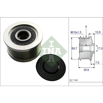 Bilde av INA 535 0046 10 Frihjul Dynamo 35,6 spesialverktøy nødvendig for montering HYUNDAI: SANTA FE 2, ix35, Tucson, KIA: Sportage III