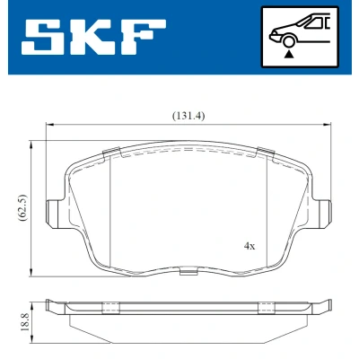 Bilde av SKF VKBP 80517 Bremseklosser ikke klargjort for slitasjeindikator VOLKSWAGEN: Polo IV Hatchback, SEAT: Ibiza 4, 3
