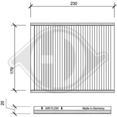 Bilde av DIEDERICHS DCI1090 Kupéfilter Karbonfilter 230 189 20 Climate FIAT: BRAVO 2, LANCIA: DELTA 3