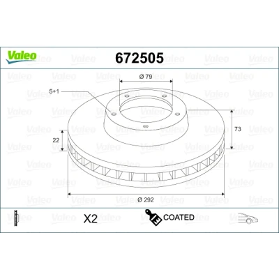 Bilde av VALEO 672505 Bremseskiver framaksel 292 22 5 ventilert belagt BMW: 3 Touring, Sedan, 1 Hatchback