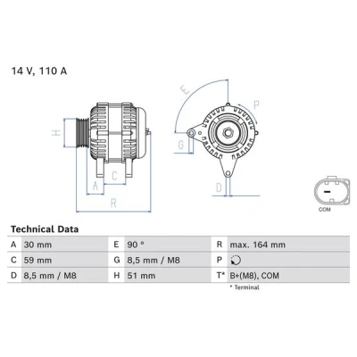 Bilde av BOSCH 0 986 084 760 Dynamo 14V 110A VOLKSWAGEN: Polo V Hatchback