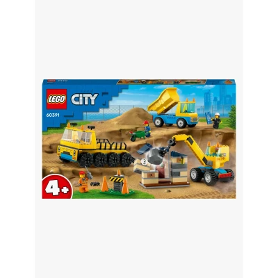 Bilde av LEGO City 60391 Anleggsmaskiner Og Kran Med Rivningskule Byggesett