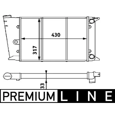 Bilde av MAHLE ORIGINAL CR 420 000P Radiator for kjøretøy uten luftkondisjonering 430 317 33 Kjøleribber satt sammen mekanisk VOLKSWAGEN: GOLF 1