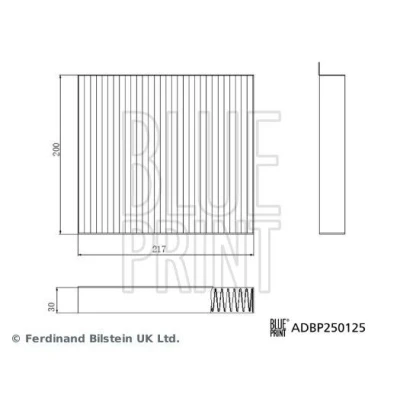 Bilde av BLUE PRINT ADBP250125 Kupéfilter pollenfilter 217mm 200mm 30mm