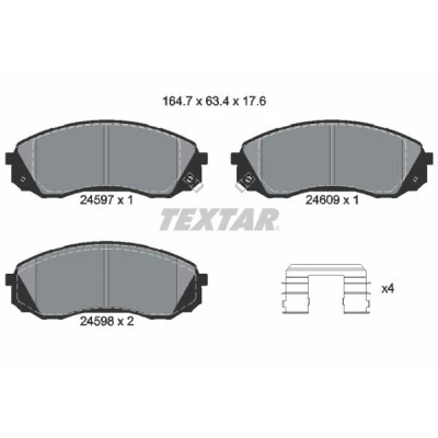 Bilde av TEXTAR 2459701 Bremseklosser med akustisk slitasjevarsel tilbehør HYUNDAI: H 1 Cargo, Travel, KIA: CARNIVAL / GRAND 3