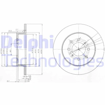 Bilde av DELPHI BG3793 Bremseskiver 260 10 4 fullt ut oljet ubehandlet uten hjullager, ABS sensorring HONDA: CIVIC 7 Hatchback