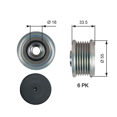 Bilde av GATES OAP7216 Frihjul Dynamo 33,5 FleetRunner Micro V Stretch Fit