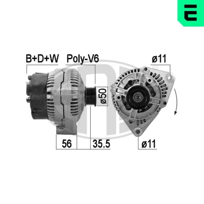 Bilde av ERA 209551A Dynamo 14V 90A MERCEDES BENZ: Sprinter 3 T Flatvogn lastebil/Chassis, Vito Minibuss, 2 Van, VOLKSWAGEN: LT 28 46 Kasten