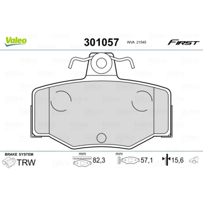 Bilde av VALEO 301057 Bremseklosser FIRST bakaksel ekskl. slitasjevarselkontakt med antihyle blikk NISSAN: Almera II Hatchback, Primera Hatchback
