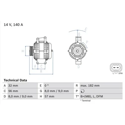 Bilde av BOSCH 0 986 046 200 Dynamo 14V 140A SAAB: 9 3 Sedan