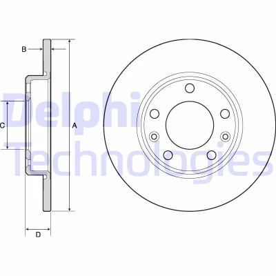 Bilde av DELPHI BG4670C Bremseskiver 249 10 5 fullt ut belagt ubehandlet uten hjullager, ABS sensorring PEUGEOT: 308 SW 2, II Hatchback
