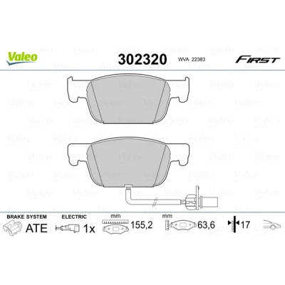 Bilde av VALEO 302320 Bremseklosser framaksel inkl. slitasjevarselkontakt med antihyle blikk AUDI: A4 B9 Avant, A5 Sportback, Allroad