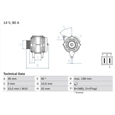 Bilde av BOSCH 0 986 084 210 Dynamo 14V 80A