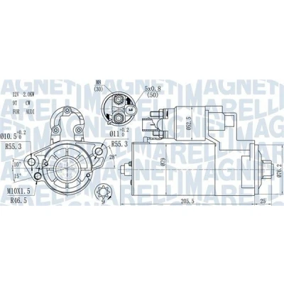 Bilde av MAGNETI MARELLI 063721521010 Starter 12 2,2 9 VOLKSWAGEN: Touareg I