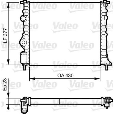 Bilde av VALEO 731378 Radiator Aluminium 378 430 23 med kjølemiddelregulator Kjøleribber satt sammen mekanisk RENAULT: Kangoo I
