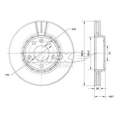 Bilde av TOMEX brakes Bremseskive OPEL: Vivaro A Combi, Van, RENAULT: TRAFIC 2 Kasten, Bus, NISSAN: Primastar Minibuss, Van,4408275