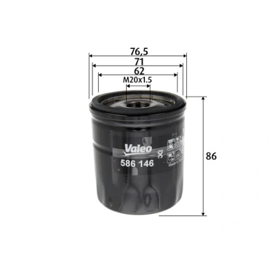 Bilde av VALEO 586146 Oljefilter M20x1.5 Påskruingsfilter VOLKSWAGEN: Polo V Hatchback, AUDI: A1 Sportback, SKODA: Rapid Spaceback