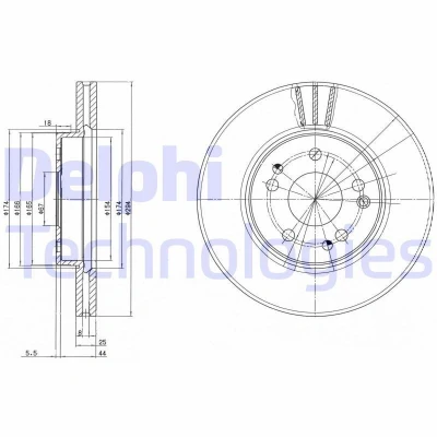 Bilde av DELPHI BG2772 Bremseskiver 294 25 5 ventilert oljet ubehandlet uten hjullager, ABS sensorring MERCEDES BENZ: W124 Sedan, E Klasse T modell