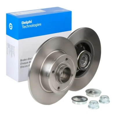 Bilde av DELPHI Bremseskive RENAULT: CLIO 3, MEGANE 2 Kombi, 8mm 4 fullt ut oljet ubehandlet med hjullager, ABS senorring BG9028RS 432005338R