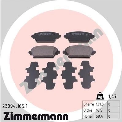 Bilde av ZIMMERMANN 23094.165.1 Bremseklosser Bildet viser leveranseinnholdet NISSAN: Primera Stasjonsvogn