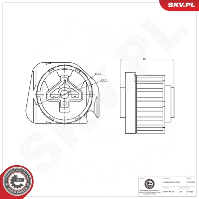 Bilde av Lagring, automatikk, Foran Esen skv 75SKV806 bmw x5 [e70], x6 [e71, e72] OE 22 11 4 088 520, 31 6 864 675, 32 089 252