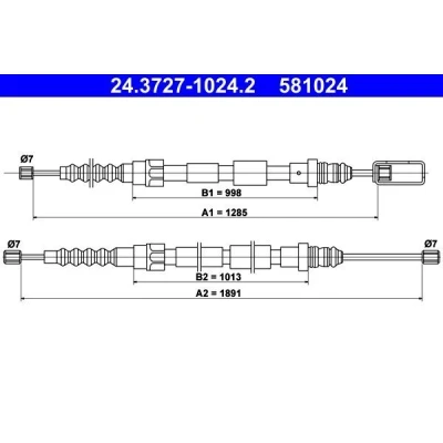 Bilde av ATE 24.3727 1024.2 Bremsekabel 1285, 1891
