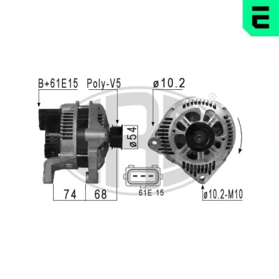 Bilde av ERA 210868A Dynamo 14V 120A BMW: 5 Sedan, 3 Touring, ROVER: 75