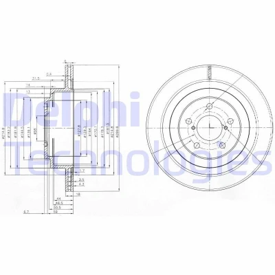 Bilde av DELPHI BG3931 Bremseskiver 290 18 5 ventilert oljet ubehandlet uten hjullager, ABS sensorring SUBARU: Legacy 4, Impreza II Sedan