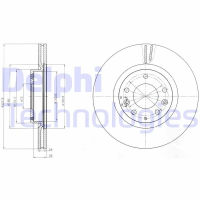 Bilde av DELPHI BG4316 Bremseskiver 303 24 5 ventilert oljet ubehandlet uten hjullager, ABS sensorring MAZDA: RX 8