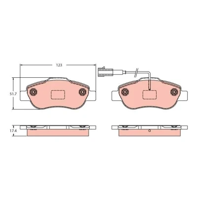 Bilde av TRW GDB2405 Bremseklosser inkl. slitasjevarselkontakt FIAT: 500 C Cabrio, Panda II Hatchback