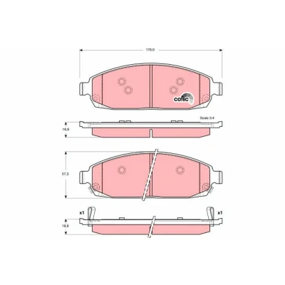 Bilde av TRW COTEC GDB4136 Bremseklosser med akustisk slitasjevarsel JEEP: GRAND CHEROKEE 2, Commander