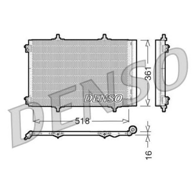 Bilde av DENSO DCN07013 Kondensator med tørker 361x518x16 R134a 361mm PEUGEOT: 3008 I, 208 I Hatchback, 207 CITROËN: C4 II Cactus