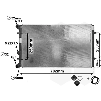 Bilde av VAN WEZEL 03002129 Radiator Aluminium 650 400 25 *** IR PLUS med tilbehør Kjøleribber loddet VOLKSWAGEN: Golf 4