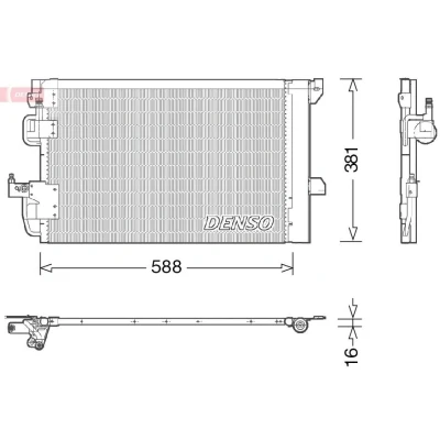 Bilde av DENSO DCN20007 Kondensator med tørker 588x381x16 R 134a 588