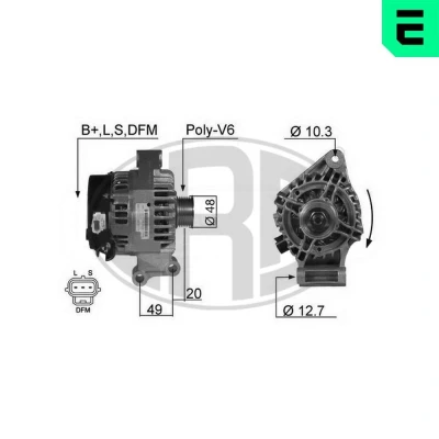 Bilde av ERA 210357A Dynamo 14V 105A FORD: Focus Mk1 Stasjonsvogn, FIESTA 5, 2