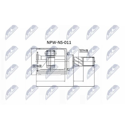 Bilde av NTY NPW NS 011 Drivknute framaksel venstre, girkassesiden NISSAN: Qashqai / Qashqai+2 I