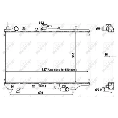 Bilde av NRF 516511 Radiator Aluminium 647 390 16 Kjøleribber loddet MAZDA: 323 III Hatchback