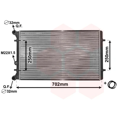 Bilde av VAN WEZEL 03002155 Radiator Aluminium 650 415 34 *** IR PLUS med tilbehør Kjøleribber satt sammen mekanisk VOLKSWAGEN: Golf 4