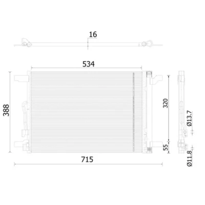 Bilde av MAHLE ORIGINAL AC 915 000S Kondensator med tørker 14 11,8 534 VOLKSWAGEN: Golf 7, 7 Variant