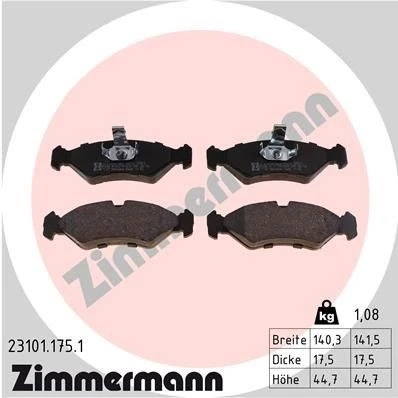 Bilde av ZIMMERMANN 23101.175.1 Bremseklosser Bildet viser leveranseinnholdet