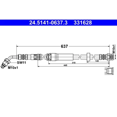 Bilde av ATE 24.5141 0637.3 Bremseslange 637 M10x1