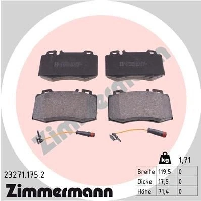 Bilde av ZIMMERMANN 23271.175.2 Bremseklosser inkl. slitasjevarselkontakt Bildet viser leveranseinnholdet MERCEDES BENZ: S Klasse Sedan, ML Klasse, SL Cabrio