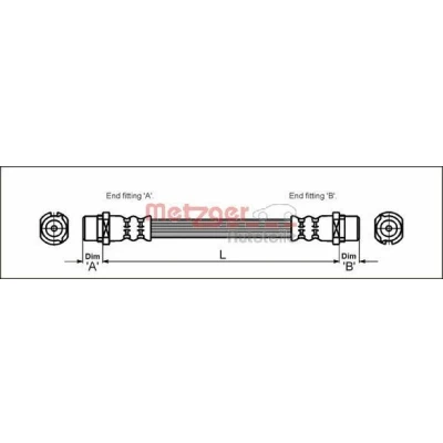 Bilde av METZGER 4112824 Bremseslange 197 M10 x 1